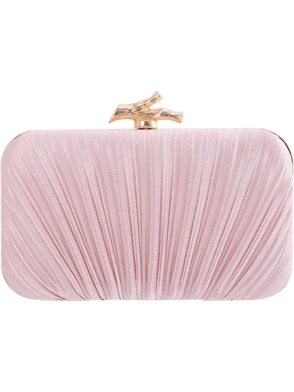 〽️women's Pink Pleated Clutch Purse With Chain Wedding Party Evening Bag